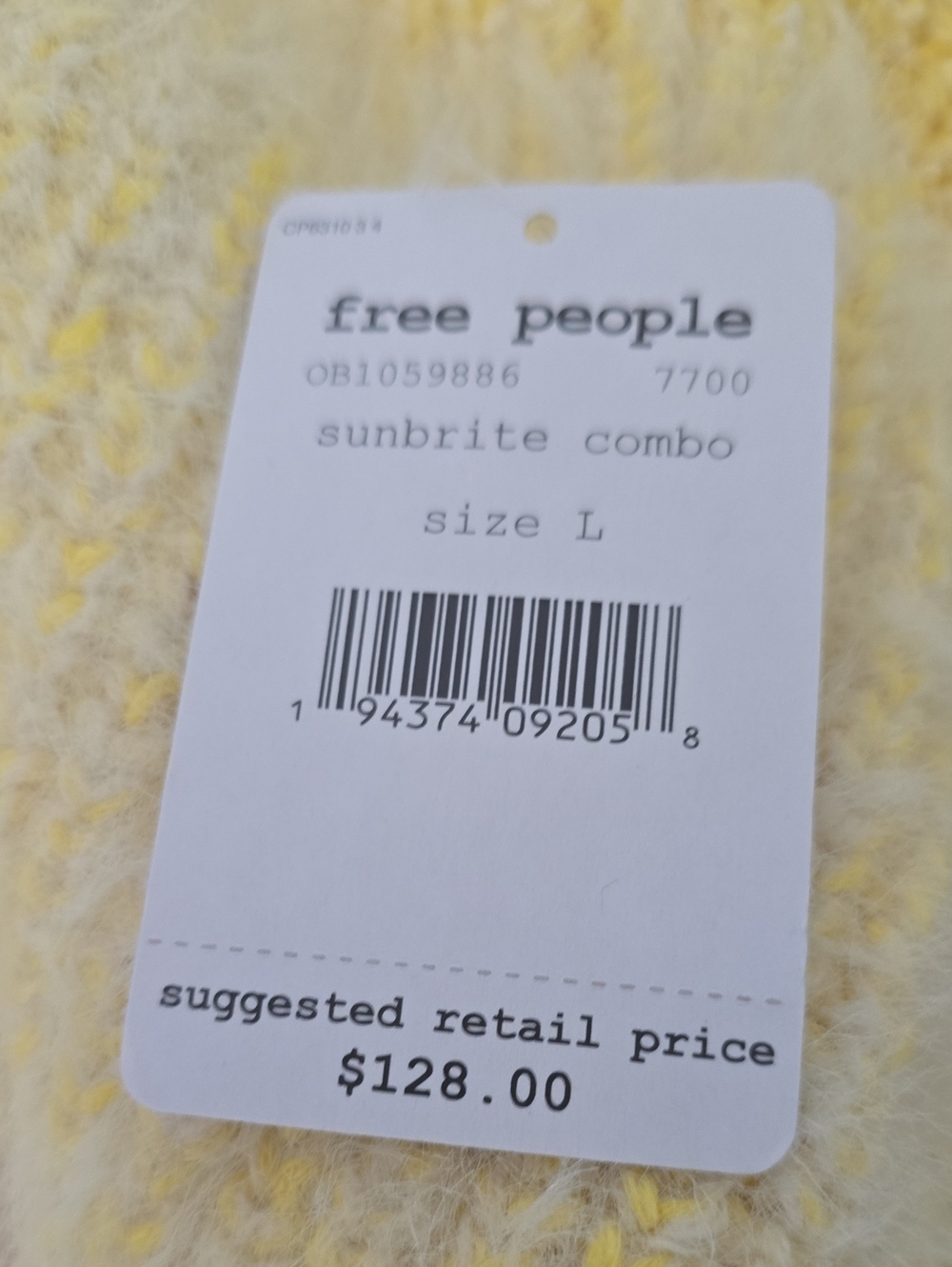 FREE PEOPLE X REVOLVE Sunbrite Colorblock Cropped Knit Yellow Sweater RARE NWT L - Picture 12 of 16